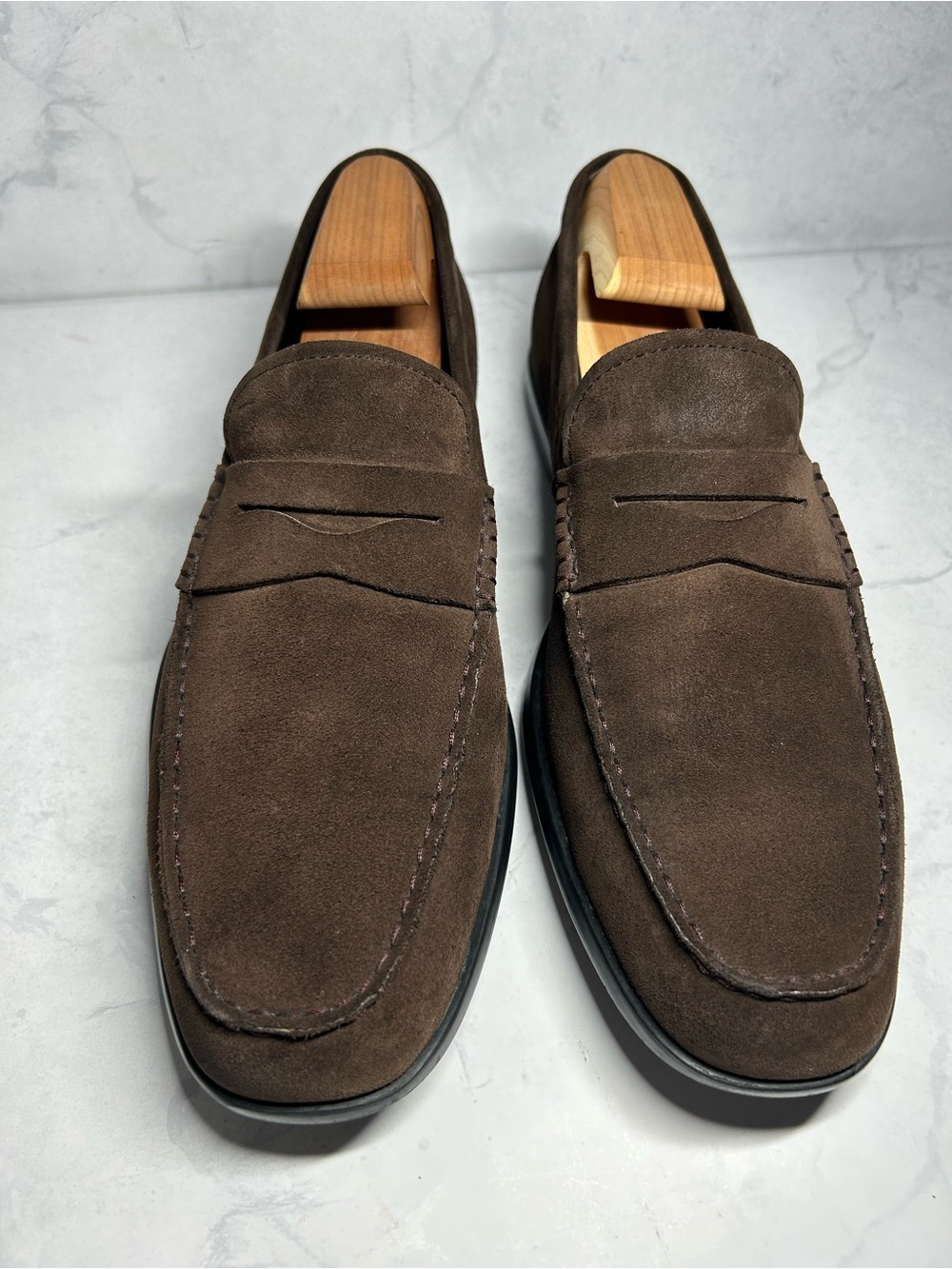 TOD’S Men’s Size 8 Brown Suede Penny Loafers Made in Italy Shoe Trees Included